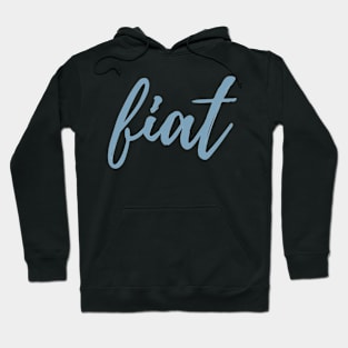 Virgin Mary's Fiat Light Blue Cursive Hoodie